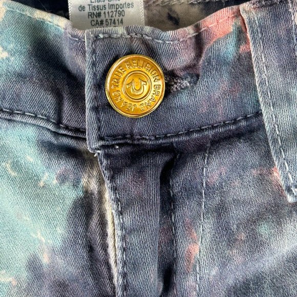 True Religion Jeans Women 24x28.5 Halle Tie Dye Blue Skinny Ankle Stretch - Picture 4 of 15